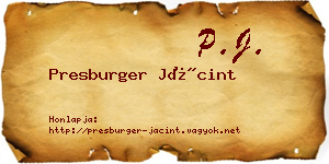 Presburger Jácint névjegykártya